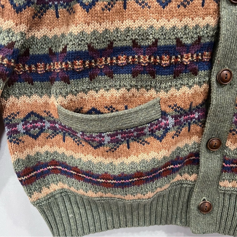 Fair Isle Cotton Blend Cardigan, Men, Size L - Picture 5 of 13